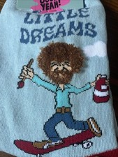 Bob Ross Crew Socks Size S/M Happy Little Dreams Tree Joy of Painting Cotton