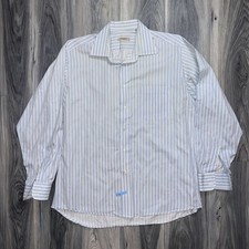 Burberry London Classic Fit Blue White Striped Cotton Dress Shirt Men  s 16 1/2