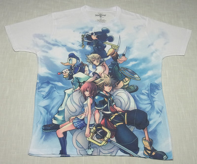 Used KINGDOM HEARTS Disney Video Game AOP T-Shirt (Polyester) MAD ENGINE! M/L