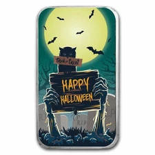 1 oz Silver Colorized Bar - APMEX (Trick or Treat "Graveyard")