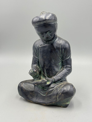Mid Century Austin Productions Cast Bronze ''Chinese Meditator'' Sculpture, 1960s