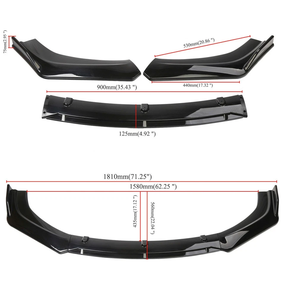 Front Bumper Lip Spoiler Body Kit Splitter Gloss Black For Subaru Impreza Legacy Foto 4 de 4