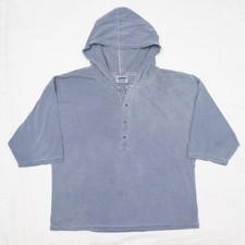 Vintage 1980's / 1990's Anchor blue Short sleeve 1/4 button hoodie