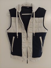 Murano Slim Fit Hooded Quilted Colorblock Vest Black White M Zipped Pockets