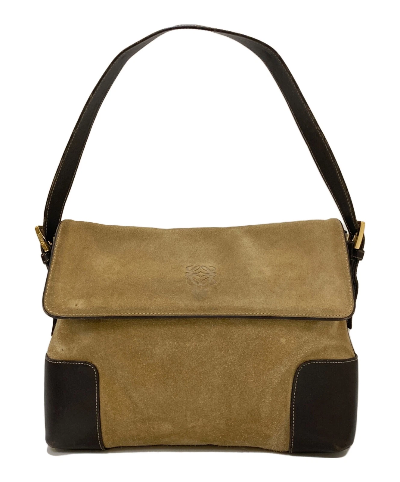 Loewe — Loewe Anagram Suede Panel One Shoulder Bag Brown #TFB6433