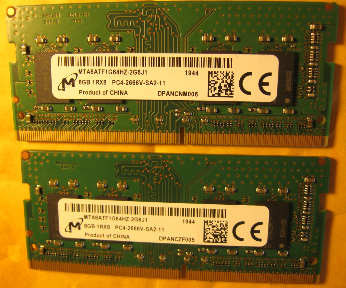 Micron 8GB DDR4 1Rx8 PC4-2666V-SA2 MTA8ATF1G64HZ-2G6D1 So-DIMM