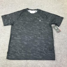 Spyder Rash Guard Shirt Mens Large Black Camo UPF 30 Swim Quick Dry S923028