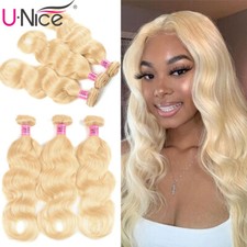 UNice Indian 613 Blonde Body Wave Bundles Human Hair Extensions Virgin Hair Weft
