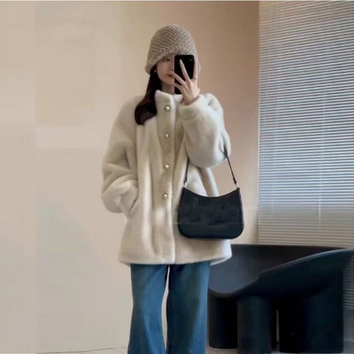 Mink Fur Coat Women's Winter New Loose Thickened Fur Plush Jackets Overcoats New - Picture 2 of 20