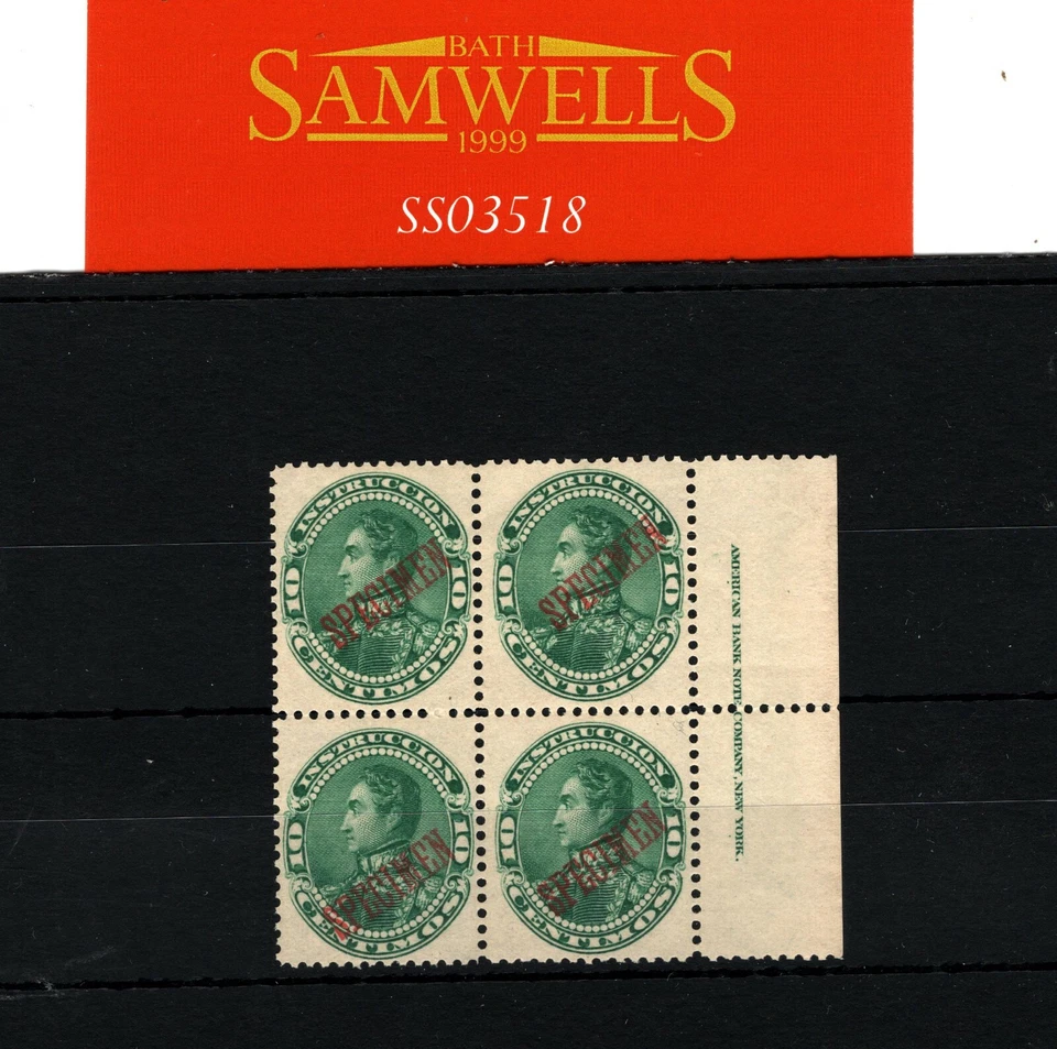 VENEZUELA Simon Bolivar *SPECIMEN* 10b Postal Fiscal Margin Block{4} SS3518 - Image 2 of 4