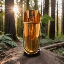 Vintage Brass And Copper Match Stick Holder With Side Strike And Handle Old 8"