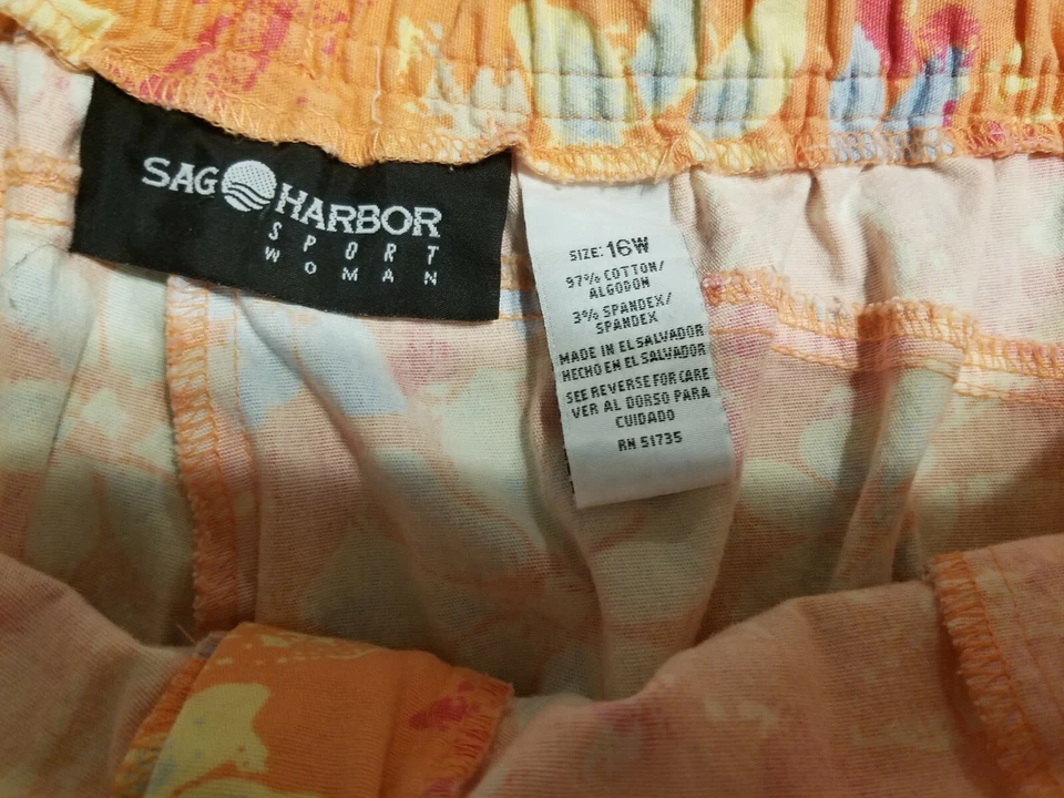 Брюки-капри Sag Harbor женские размер 16 W 34x21 оранжевые с цветочным узором широкие штанины с высоким подъемом на молнии - Изображение 2 из 4