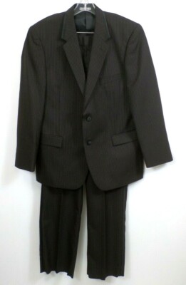 Fuse by Platiunm Formals Men's 2 Pc 2 Button Suit Striped Black 40R 520SC