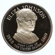 1972 FM US USA White House FIRST LADY Eliza Johnson PROOF Silver Medal i95810