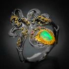Vintage animal style Handmade Natural Opal Silver ring 925 Sterling  / RVS64