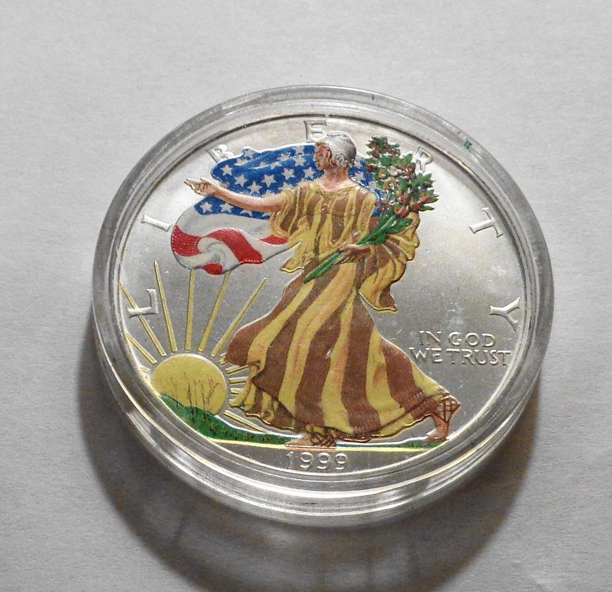 1999 Painted Walking Liberty American Eagle One Dollar Coin 1 Oz