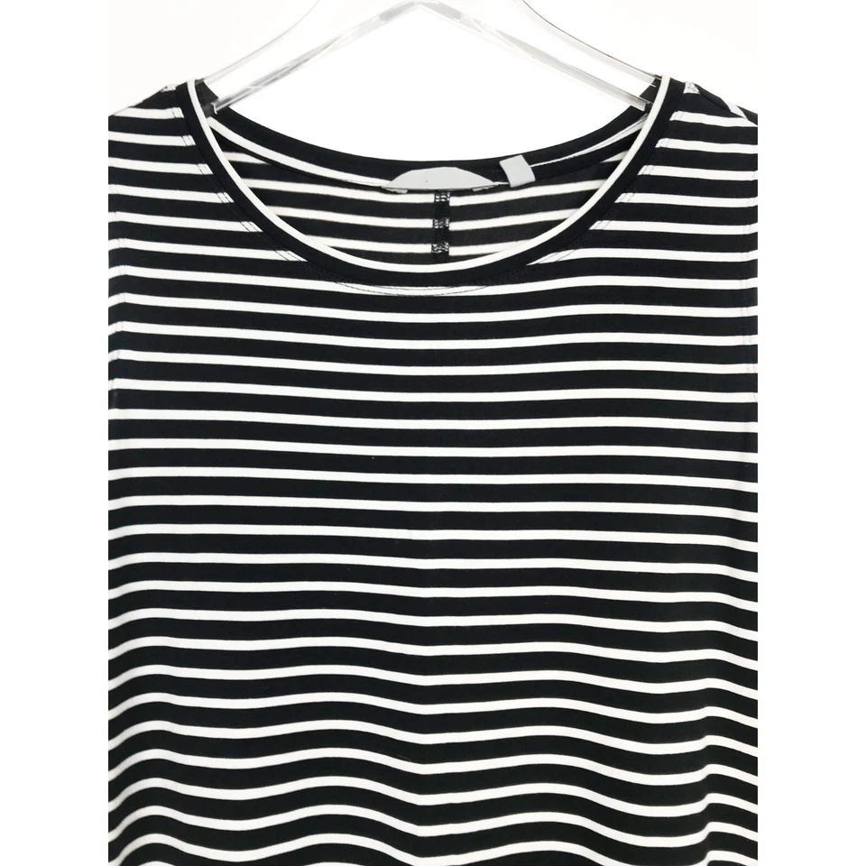 Camiseta sin mangas Athleta para mujer mediana negra blanca a rayas dobladillo alto bajo yoga atletismo  Foto 2 de 4