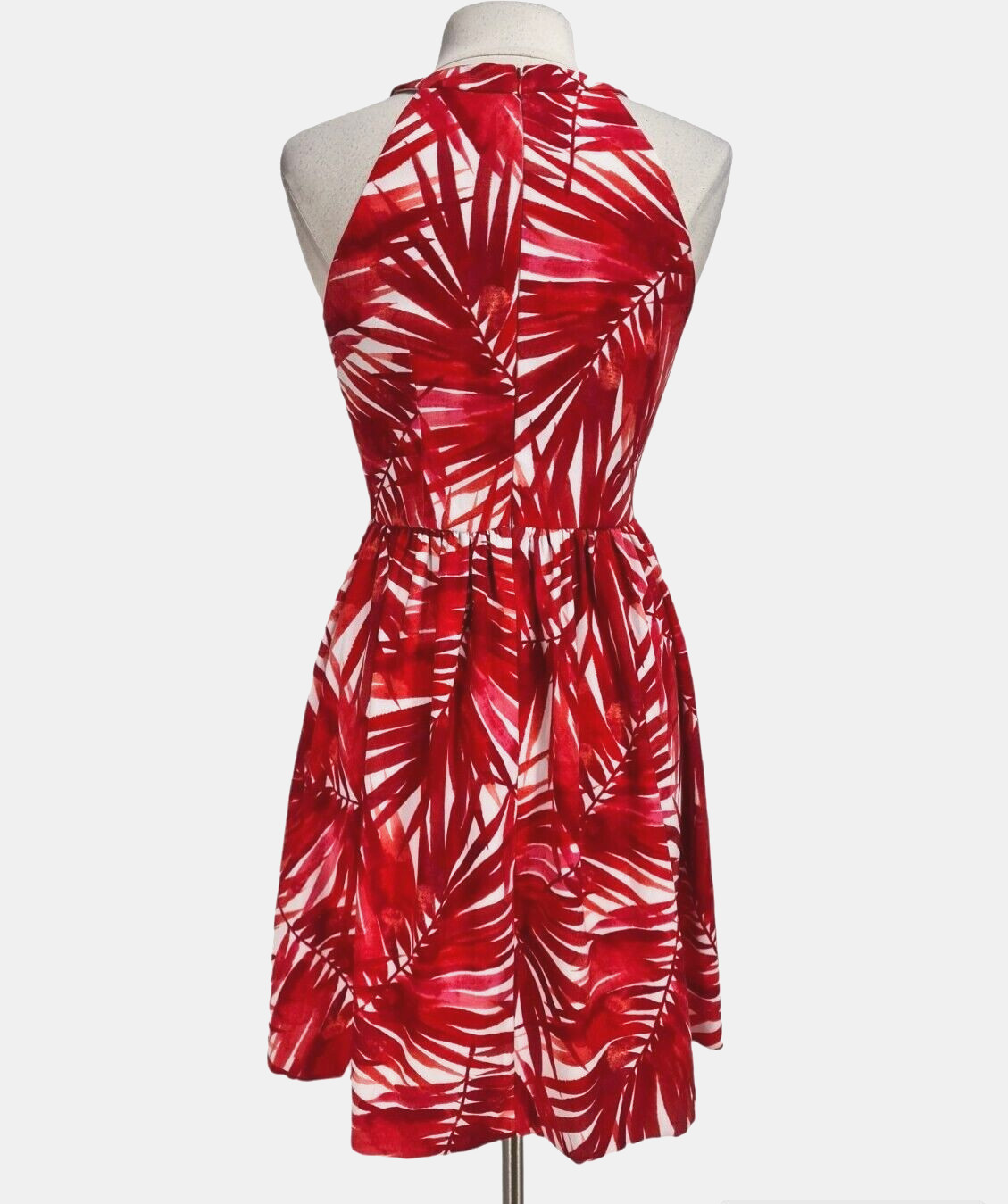 established 1962 Womens Skater Knee Length Dress Size 6 Red Floral Halter Neck