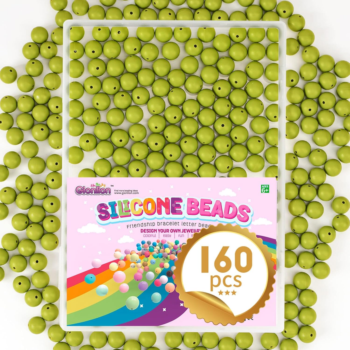 Gionlion 160PCS 15Mm Silicone Beads Bracelet Making Kit, Soft