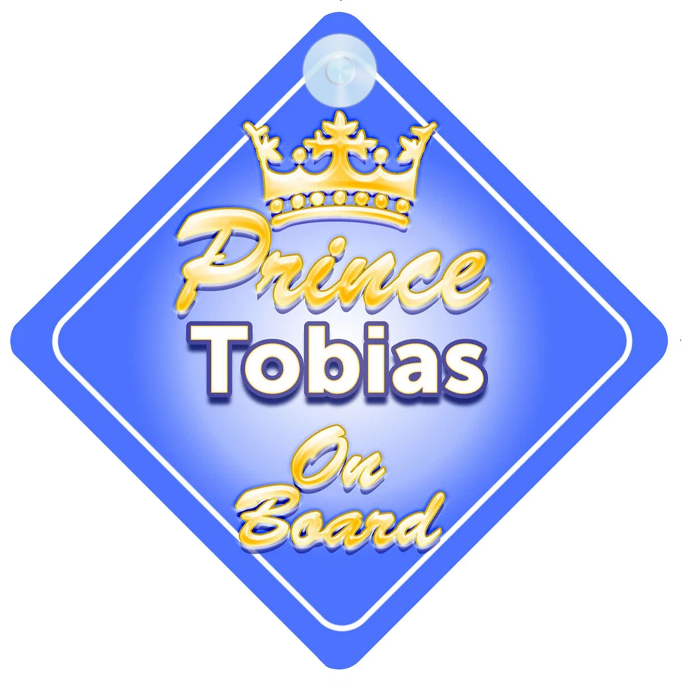 MYBABYONBOARD UK Crown Prince Tobias On Board Personalised Baby Boy Car Sign