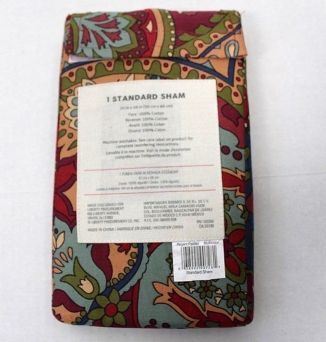 Cozy Shop Regent Paisley Multicolor Una Almohada Estándar Falsa Nueva con Etiquetas - Imagen 2 de 5