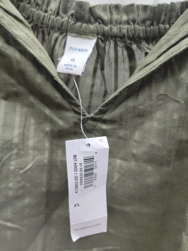 Old Navy Womens XL Blouse Top Green Striped Boho Balloon Sleeves Nwt - Picture 3 of 7