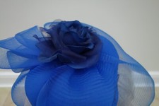 Mitzi Lorenzo Vintage Hatinator Fascinator royalblau kleine Kappe Netz & Rose sehr guter Zustand