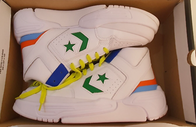 SIZE-9 CONVERSE WEAPON CX MID WHITE / GREEN / ORANGE A02523C SHOES