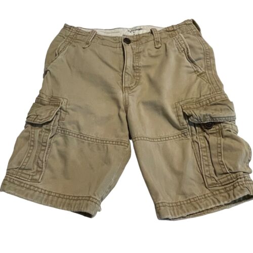 Abercrombie Kids Cargo Shorts Size 12 Tan 100% Cotton Pockets Galore For Little