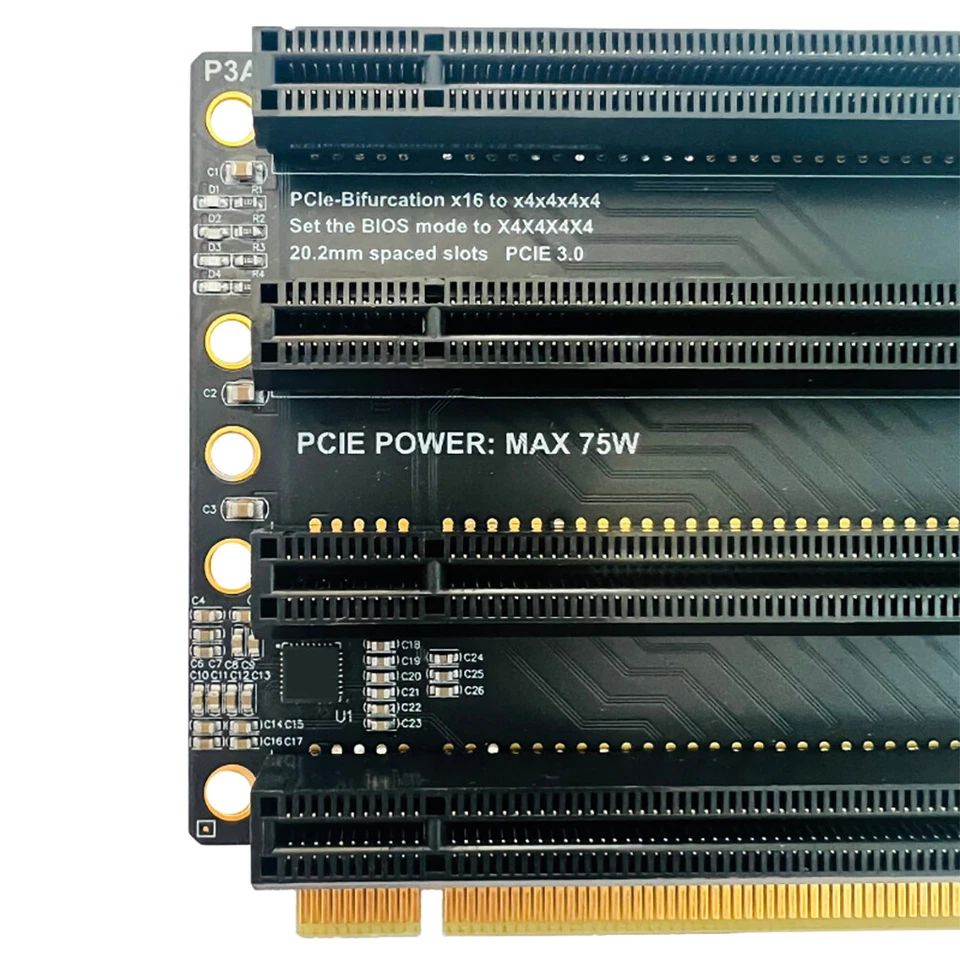 PCI-E 3.0 x16 1 to 4 Expansion Card Gen3 Split Card PCIe-Bifurcation x16 - Image 3 of 4