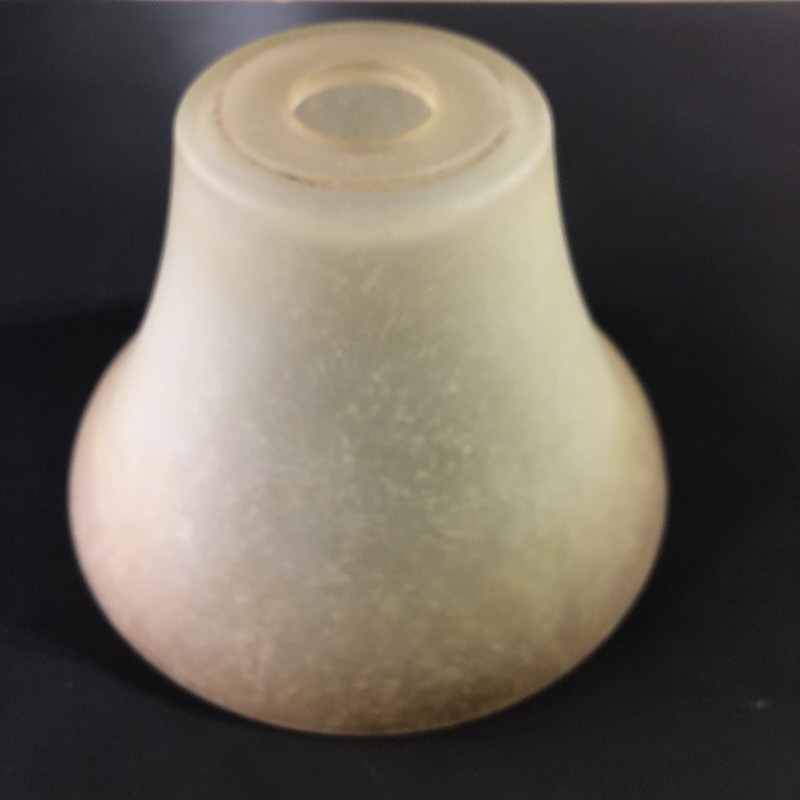 Vintage Large Bell Shaped Frosted Amber Color Lamp Glass Shade