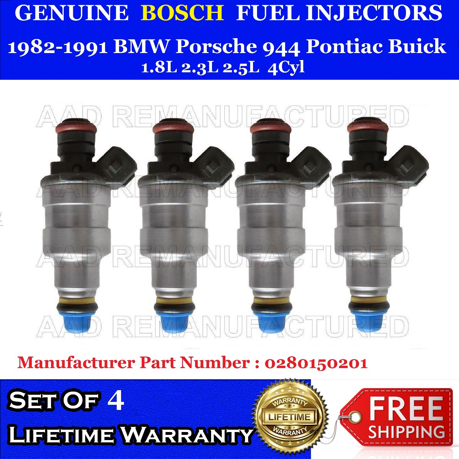 SET OF 4 *Best Upgrade* Fuel Injectors For Porsche 944 BMW Buick