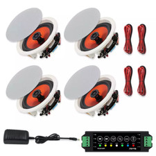 4 Kitchen Speakers Herdio 6.5" Ceiling Bluetooth Speakers Wall Flush Mount Bass