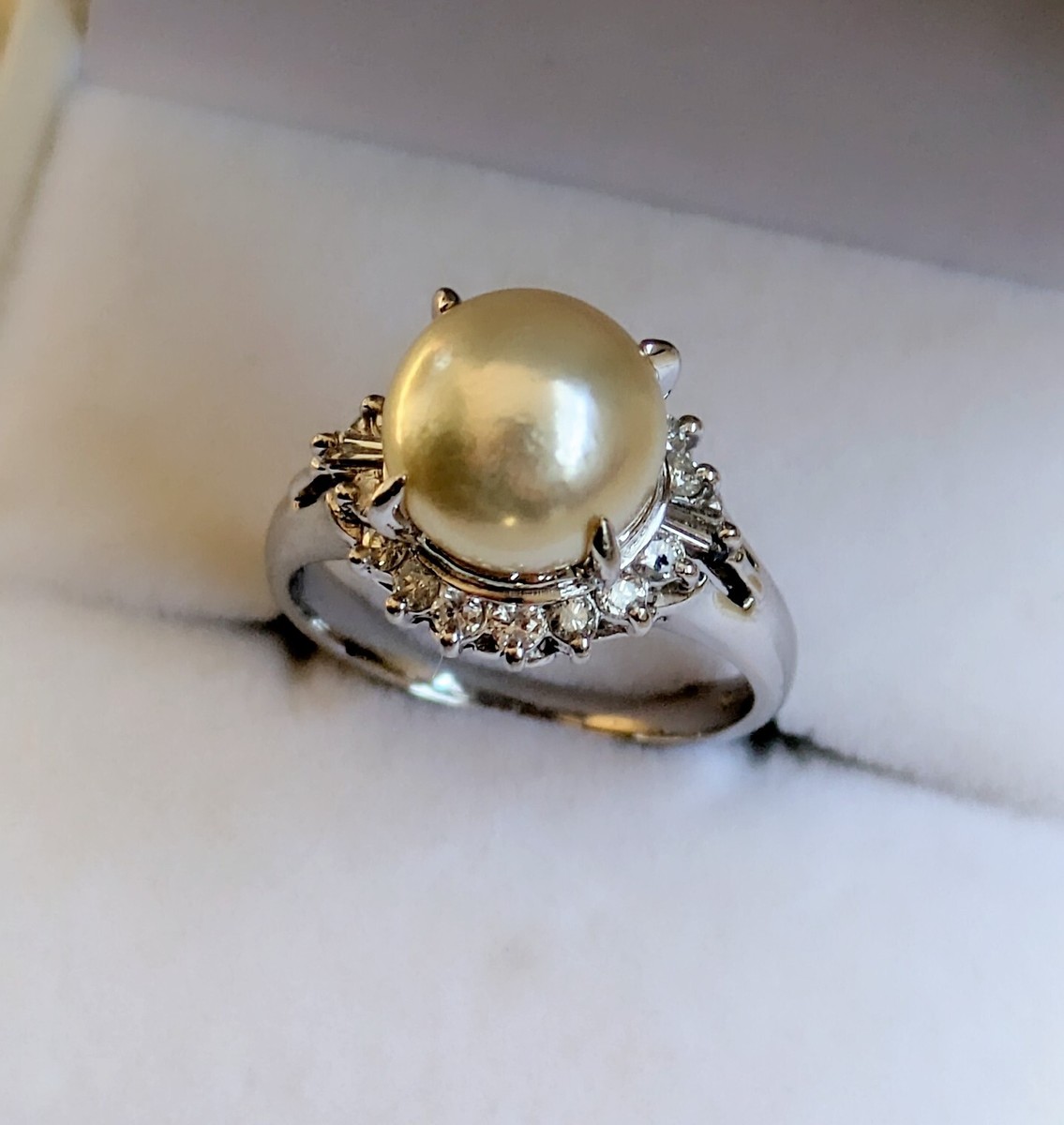 Pt850Platinum Pearl diamond 0.36ct Ring Sz 6 | eBay