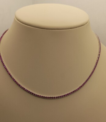 TENNISKETTE SILBER RHODINIERT DAMEN MM 2 ROTE ZIRKONIA CM 40-45 EXPLOIT