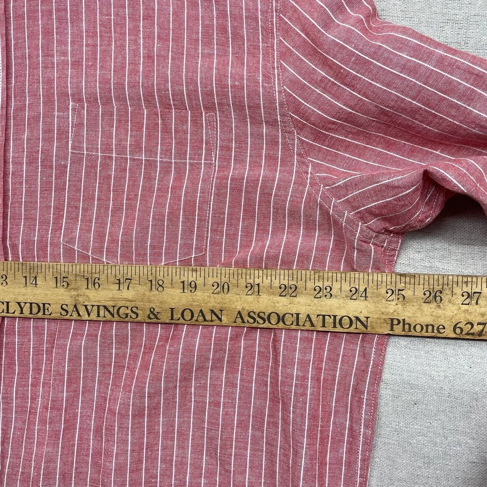 Camisa Madison Calce Relajado Rosa Mezcla de Lino Para Hombres XL Manga Larga Con Botones Foto 4 de 4