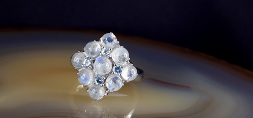 Ring Silber 925 Mondstein Topas blau 19,7 mm - schimmernd & funkelnd - Bild 6 von 12