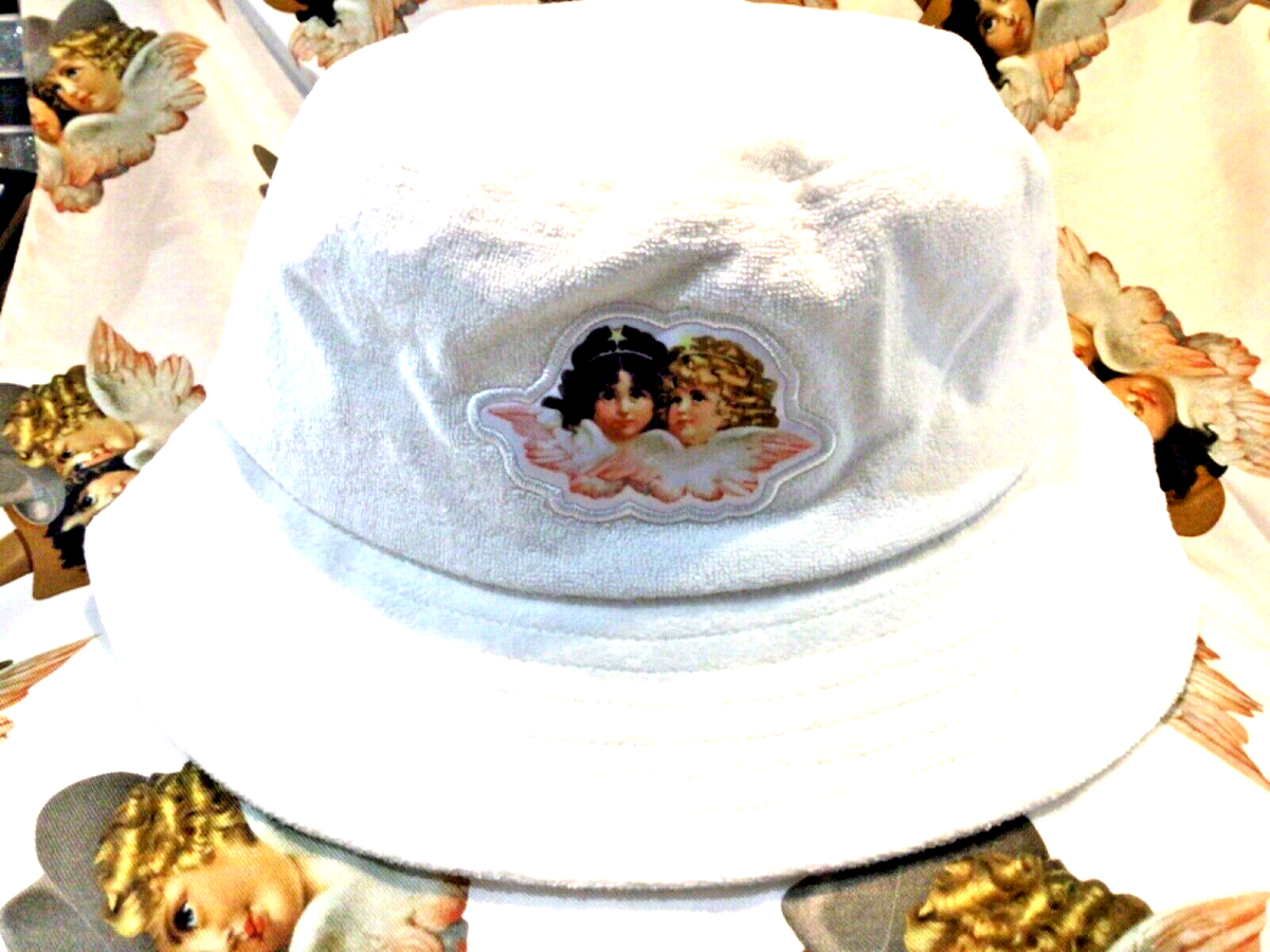 New White Terry Bucket Hat by Fiorucci Front