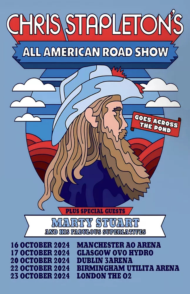 Chris Stapleton 2024 2025  Tour Concert Poster 11 X 17 Framed