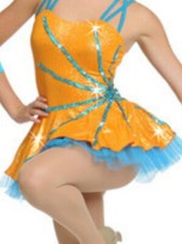 GORGEOUS DANCE COSTUME - X-SMALL ADULT - NEW - Glamour - Orange / Turquoise