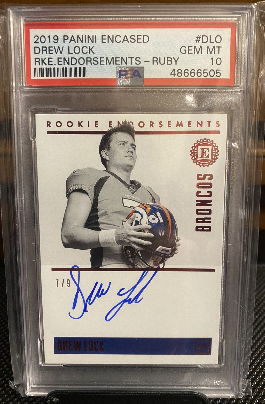 Drew Lock Panini Encased Rookie Quad Memorabilia #5 Base