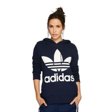 Adidas Women's Hoodie Trefoil Logo Drawstring Adjustable Hooded Sweatshirt