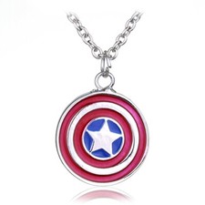Marvel Avengers Captain America Shield Enamel Necklace Pendant + Free Gift Bag