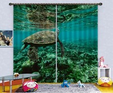 3D Sea Turtle ZHUA3716 Animal Photo Curtain Window Blockout Fabric Amy 2023