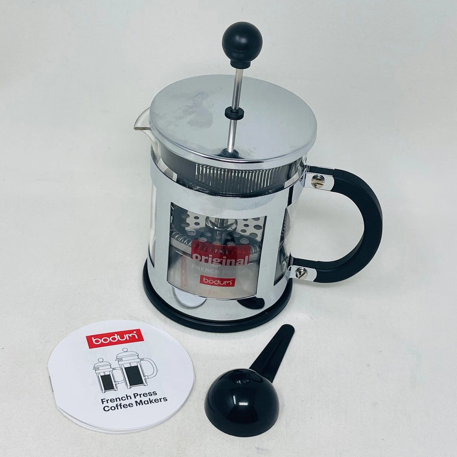 NEW Bodum French Press KENYA 4 Cup Stainless Steel Chrome Silver With Spoon