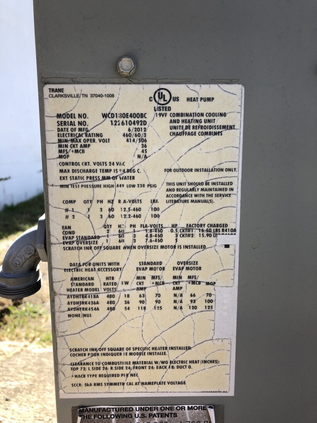 Trane WCD180E400BC Commercial HVAC 15 Ton Unit CCR16775 Falak Tayyeb