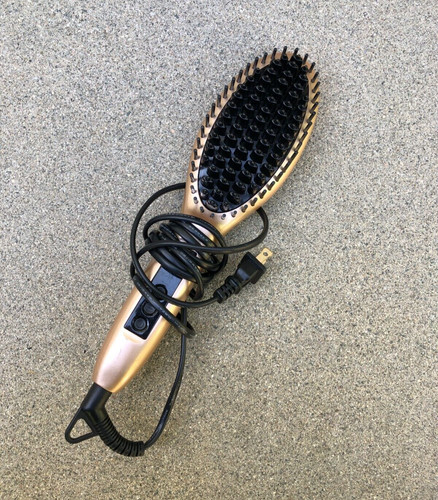 GISALA Metal Ceramic Hair Straightening Brush Heater Gold - Tested Working