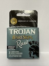 Trojan Bareskin RAW Thinnest Sensitive Lubricated Latex Condoms 3 Count 1 PACK