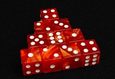 d6 DICE SET 10 16mm - MARBLED, RED/WHITE, WARHAMMER, D D, RPG, NEW