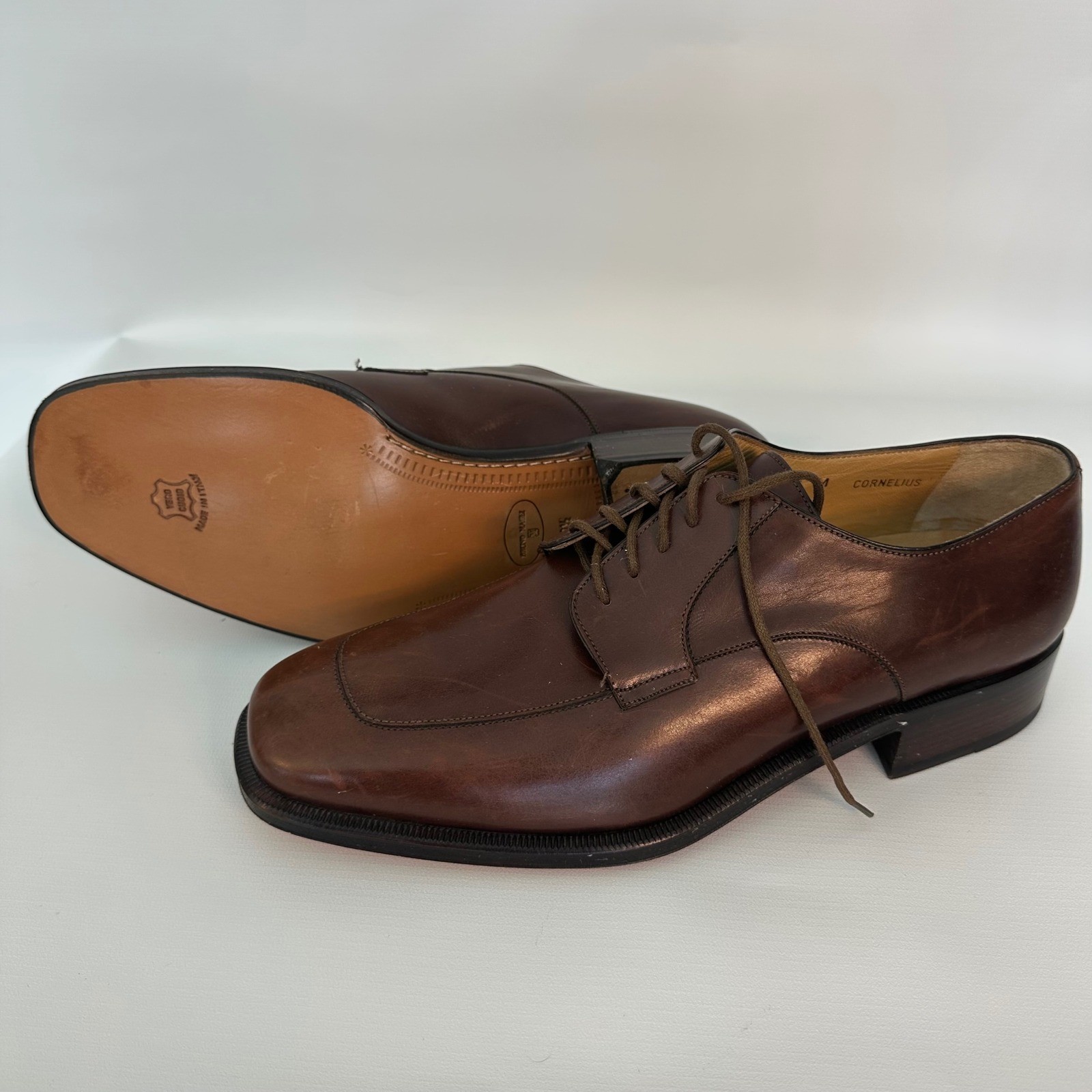 SAOLA Scarpe eleganti Bruno Magli Cornelius pelle marrone uomo 10 5 M Italia Vibram nuove senza etichette